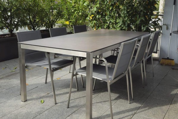 Ensemble de tables de jardin Paola 220 – 6 chaises Laila en gris